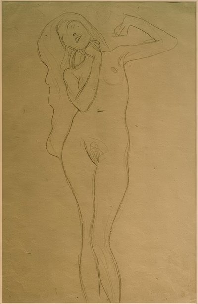 Standing Female Nude with Raised Arms (Study) by Gustav Klimt